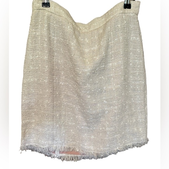Dolce & Gabbana mini tweed white fringe skirt size 46 - Picture 1 of 9